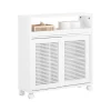 Sobuy Armoire WC Toilettes Compact Roulante avec 2 Portes Coulissantes, BZR119-W,