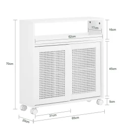 Sobuy Armoire WC Toilettes Compact Roulante avec 2 Portes Coulissantes, BZR119-W,
