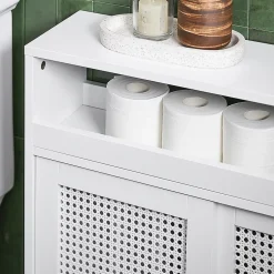 Sobuy Armoire WC Toilettes Compact Roulante avec 2 Portes Coulissantes, BZR119-W,