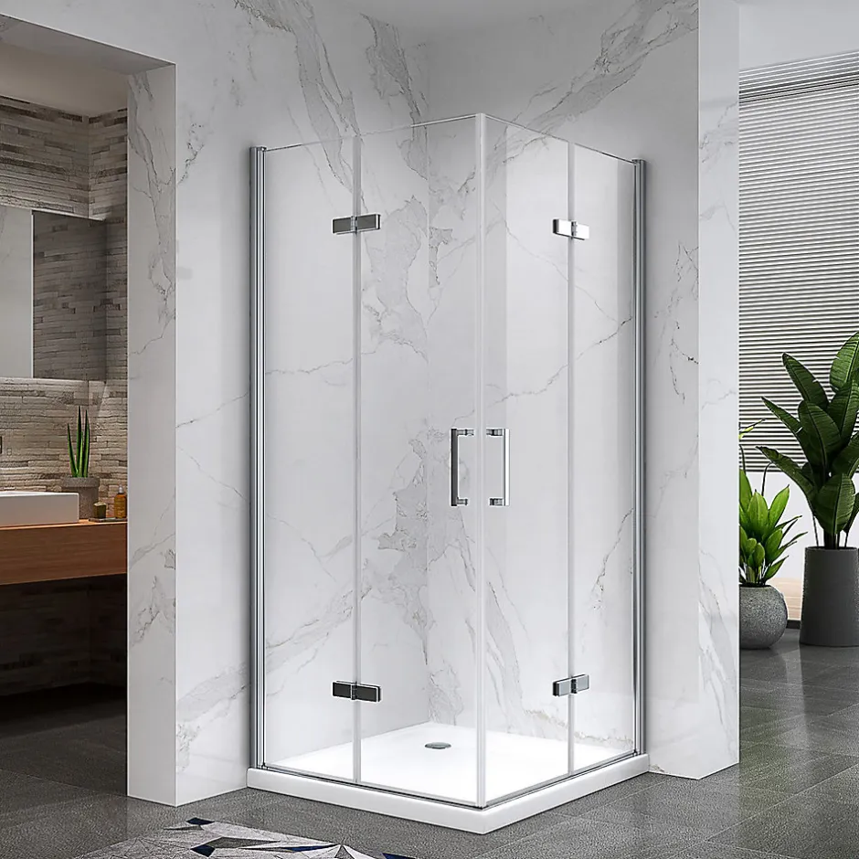 Saniverre ATEA Porte de douche d'angle H.180 cm pliante et pivotante - verre transparent 80 x 80 cm -* Porte De Douche