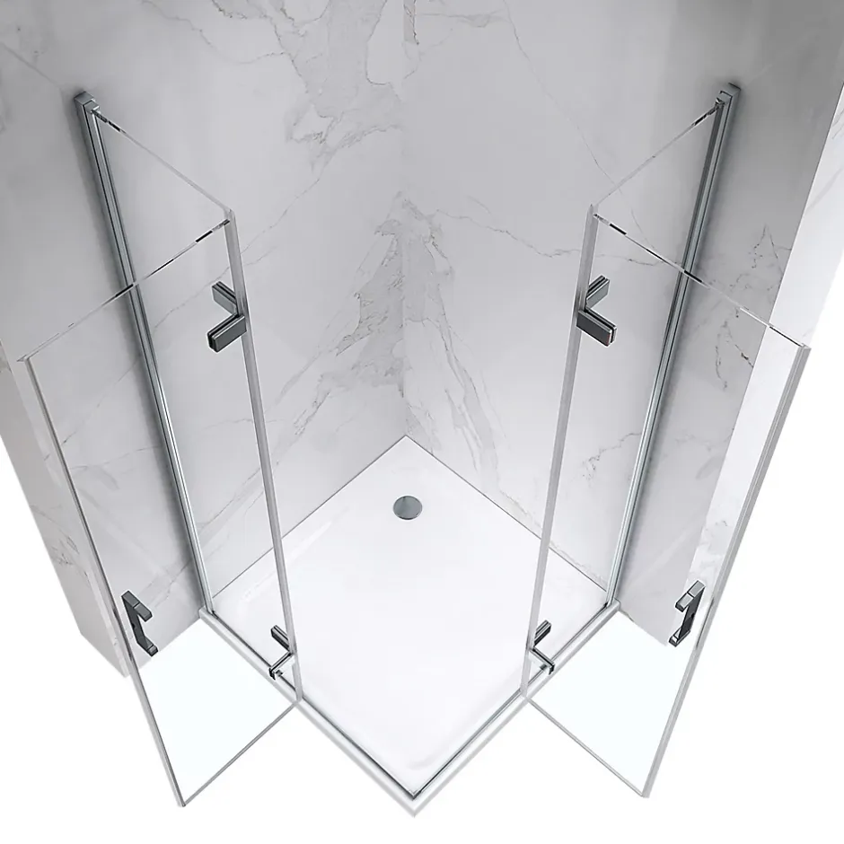 Saniverre ATEA Porte de douche d'angle H.180 cm pliante et pivotante - verre transparent 80 x 80 cm -* Porte De Douche