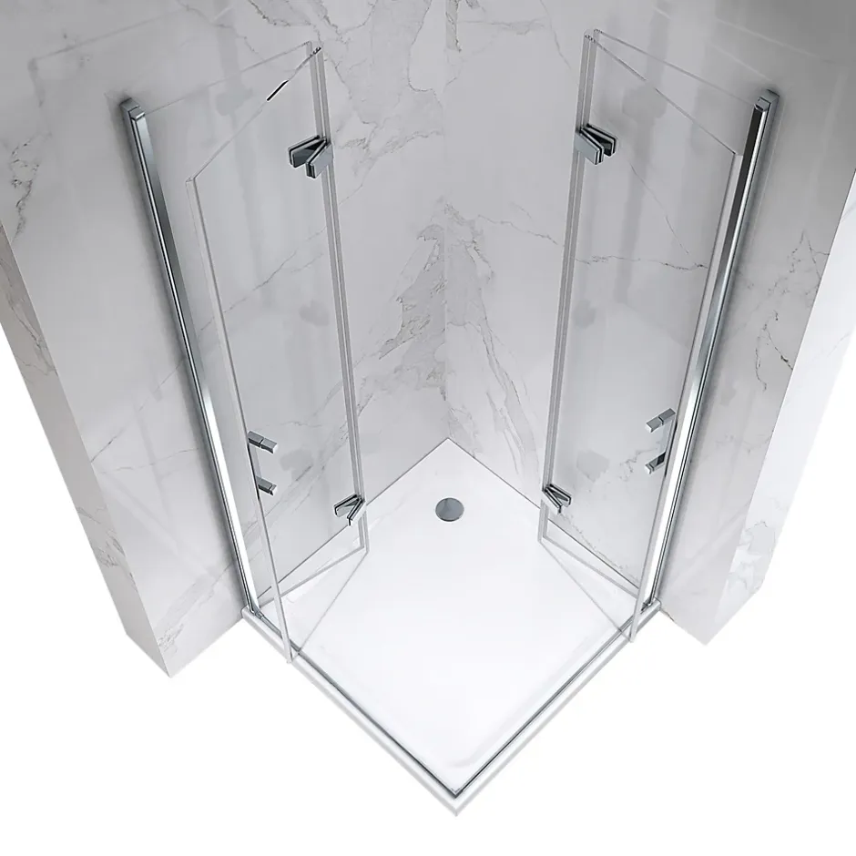 Saniverre ATEA Porte de douche d'angle H.180 cm pliante et pivotante - verre transparent 80 x 80 cm -* Porte De Douche