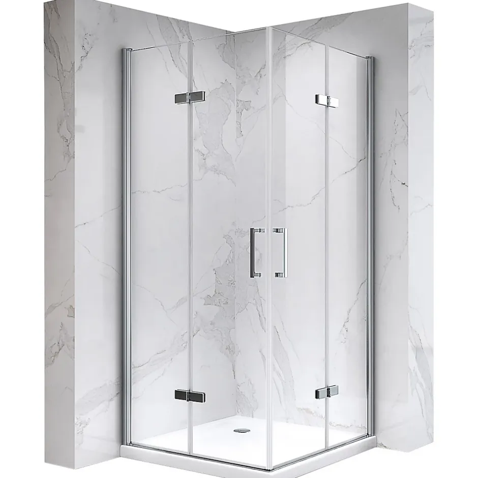 Saniverre ATEA Porte de douche d'angle H.180 cm pliante et pivotante - verre transparent 80 x 80 cm -* Porte De Douche
