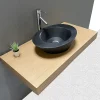 Byca AVA - Plan de Salle de bain 100cm en Chêne Naturel Épaisseur 9cm + Fixations - Plan Vasque et Meuble Évier* Lave-Mains
