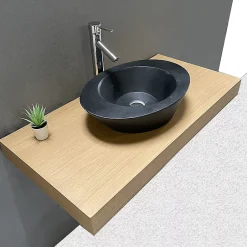 Byca AVA - Plan de Salle de bain 100cm en Chêne Naturel Épaisseur 9cm + Fixations - Plan Vasque et Meuble Évier* Lave-Mains