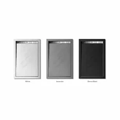 Grand Verre Bac à douche gris 80x80 à clôture en résine et 60% charge minérale receveur avec bonde et grille en inox
