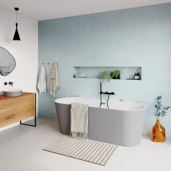 GoodHome Baignoire à double extrémités Nakina L. 180 cm x l. 80 cm gris