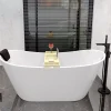 Badland Baignoire à poser îlot ROSSA 170x80 + tablette de bain en bambou + appuie-tête KODI + Vidage à chromé