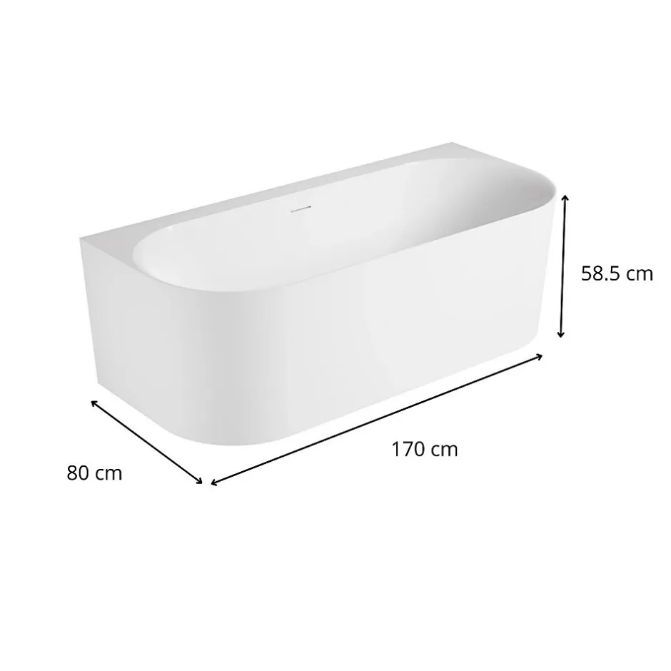 Mob-In Baignoire acrylique FORMA murale blanche 170cm* Baignoire Îlot