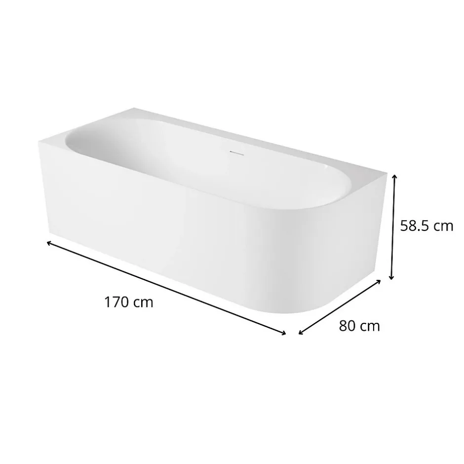Mob-In Baignoire acrylique Lucite FORMA semi-îlot blanche 170cm - Angle gauche* Baignoire Îlot