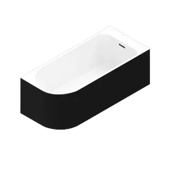 GoodHome Baignoire adossée pour angle droit 160x75 cm Oguta noir