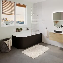 GoodHome Baignoire adossée pour angle droit 160x75 cm Oguta noir