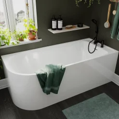 GoodHome Baignoire adossée pour angle droit 170x75 cm Oguta blanc