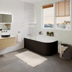 GoodHome Baignoire adossée pour angle gauche 170x75 cm Oguta noir mat