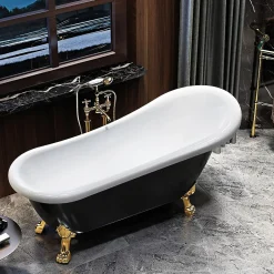 Rogier & Mothes Baignoire ancienne retro sur pieds RICHMOND Noire 171 cm Pieds d'Aigle Noirs* Baignoire Îlot