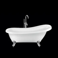 Rogier & Mothes Baignoire ancienne retro sur pieds RICHMOND Blanche 155 cm Pieds d'Aigle Chromes* Baignoire Îlot
