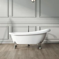 Rogier & Mothes Baignoire ancienne retro sur pieds RICHMOND Blanche 155 cm Pieds d'Aigle Chromes* Baignoire Îlot