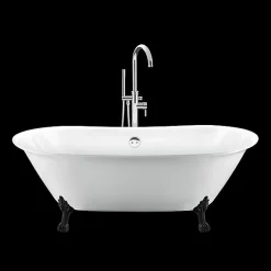 Rogier & Mothes Baignoire ancienne retro sur pieds SURRY HILLS Blanche 165 cm Pieds de Lion Noirs* Baignoire Îlot