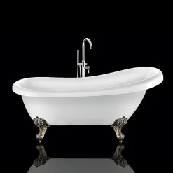 Rogier & Mothes Baignoire ancienne retro sur pieds RICHMOND Blanche 155 cm Pieds d'Aigle Bronze jaune vieilli* Baignoire Îlot