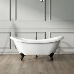 Rogier & Mothes Baignoire ancienne retro sur pieds DARLINGTON Blanche 175 cm Pieds d'Aigle Cuivre rouge vieilli