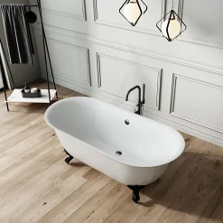 Rogier & Mothes Baignoire ancienne retro sur pieds SURRY HILLS Blanche 165 cm Pieds d'Aigle Noirs