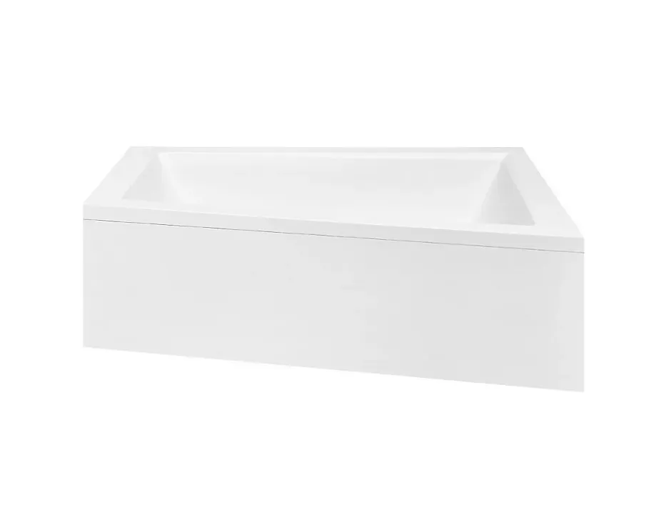 Besco Baignoire asymétrique + tablier blanc + repose tête - INTIMA - 160 x 90 cm - Droite