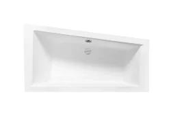 Besco Baignoire asymétrique + tablier noir + repose tête - INTIMA - 150 x 85 cm - Gauche