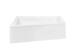 Besco Baignoire asymétrique + tablier noir + repose tête - INTIMA - 150 x 85 cm - Gauche