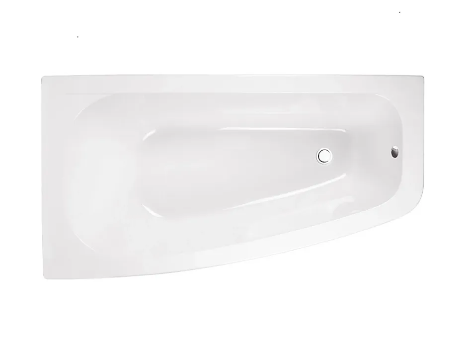 Besco Baignoire asymétrique + tablier blanc + repose tête - LUNA - 150 x 80 cm - Gauche
