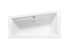 Besco Baignoire asymétrique + tablier noir + repose tête - INTIMA - 160 x 90 cm - Droite* Baignoire Asymétrique