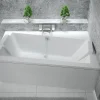 Besco Baignoire asymétrique + tablier blanc + repose tête - INFINITY - 160 x 100 cm - Droite
