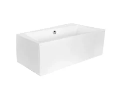 Besco Baignoire asymétrique + tablier blanc + repose tête - INFINITY - 160 x 100 cm - Droite
