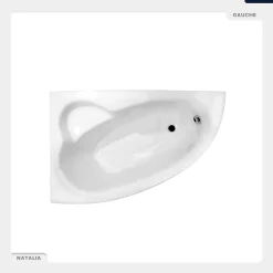 Besco Baignoire asymétrique - 150 x 100 cm - Gauche - avec Tablier - Pieds - Vidage Chrome - NATALIA
