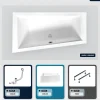 Besco Baignoire asymétrique - 160 x 90 cm - Gauche - avec Tablier - Pieds - Vidage Chrome - INTIMA