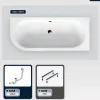 Besco Baignoire asymétrique - 160 x 75 cm - Droite - sans Habillage - avec Pieds - Vidage Chrome - AVITA SLIM* Baignoire Asymétrique