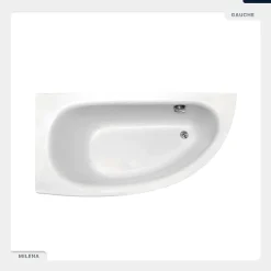 Besco Baignoire asymétrique - 150 x 70 cm - Gauche - avec Tablier - Pieds - Poignées - Repose-tête - Vidage Chrome - MILENA PREMIUM