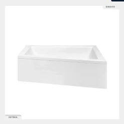 Besco Baignoire asymétrique - 150 x 85 cm - Droite - sans Habillage - avec Pieds - Étagère bambou - Vidage Chrome - INTIMA* Baignoire Asymétrique