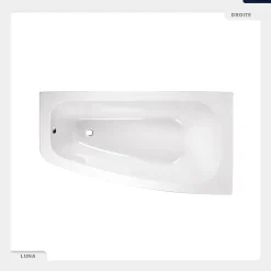 Besco Baignoire asymétrique - 150 x 80 cm - Droite - avec Habillage - Pieds - Vidage Chrome - LUNA