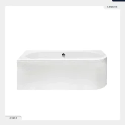 Besco Baignoire asymétrique - 160 x 75 cm - Gauche - avec Tablier Blanc - Pieds - Vidage Chrome - AVITA
