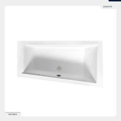 Besco Baignoire asymétrique - 150 x 85 cm - Droite - avec Tablier - Pieds - Vidage Chrome - INTIMA* Baignoire Asymétrique