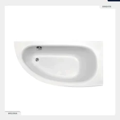Besco Baignoire asymétrique - 150 x 70 cm - Droite - sans Habillage - avec Pieds - Vidage Chrome - MILENA* Baignoire Asymétrique