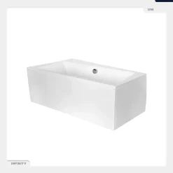 Besco Baignoire asymétrique - 150 x 90 cm - Gauche - avec Tablier Blanc - Pieds - Vidage Chrome - INFINITY* Baignoire Asymétrique