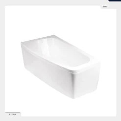 Besco Baignoire asymétrique - 150 x 80 cm - Gauche - avec Habillage - Pieds - Vidage Chrome - LUNA