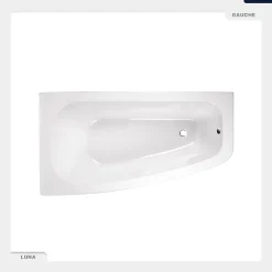 Besco Baignoire asymétrique - 150 x 80 cm - Gauche - avec Habillage - Pieds - Vidage Chrome - LUNA