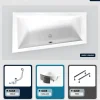Besco Baignoire asymétrique - 160 x 90 cm - Gauche - avec Habillage - Pieds - Vidage Chrome - INTIMA