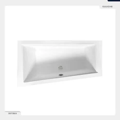 Besco Baignoire asymétrique - 160 x 90 cm - Gauche - avec Habillage - Pieds - Vidage Chrome - INTIMA