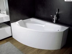 Besco Baignoire asymétrique - 130 x 85 cm - Gauche - sans Habillage - avec Pieds - Vidage Chrome - RIMA* Baignoire Asymétrique