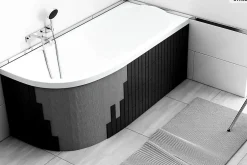 Besco Baignoire asymétrique - 160 x 75 cm - Gauche - avec Habillage - Pieds - Vidage Chrome - AVITA SLIM* Baignoire Asymétrique