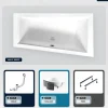 Besco Baignoire asymétrique - 160 x 90 cm - Droite - avec Habillage - Pieds - Vidage Chrome - INTIMA SLIM
