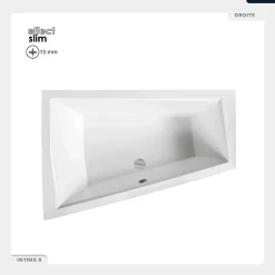 Besco Baignoire asymétrique - 170 x 125 cm - Gauche - avec Habillage - Pieds - 2 Repose-têtes - Vidage Chrome - INTIMA DUO SLIM* Baignoire Asymétrique